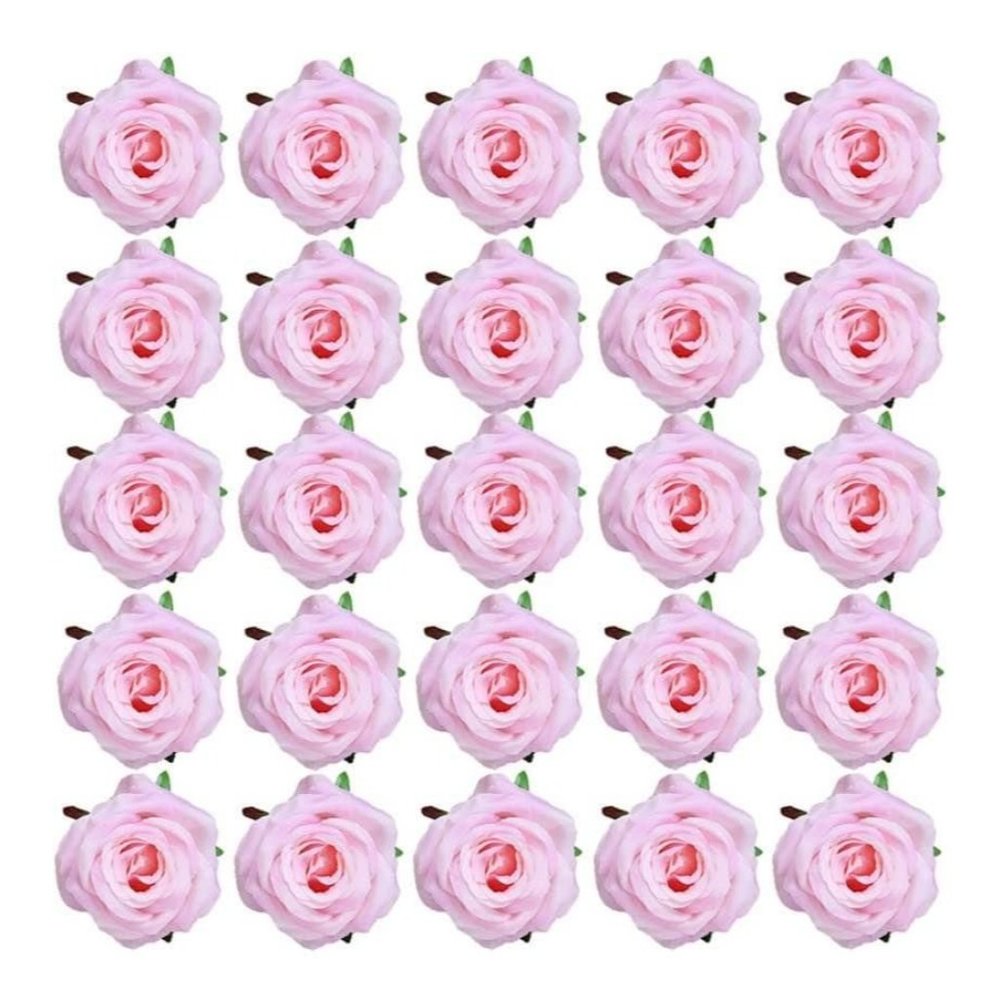 30 Count | Pink Silk Rose 4 Inch Heads and Stems Wedding Bouquet Centerpiece